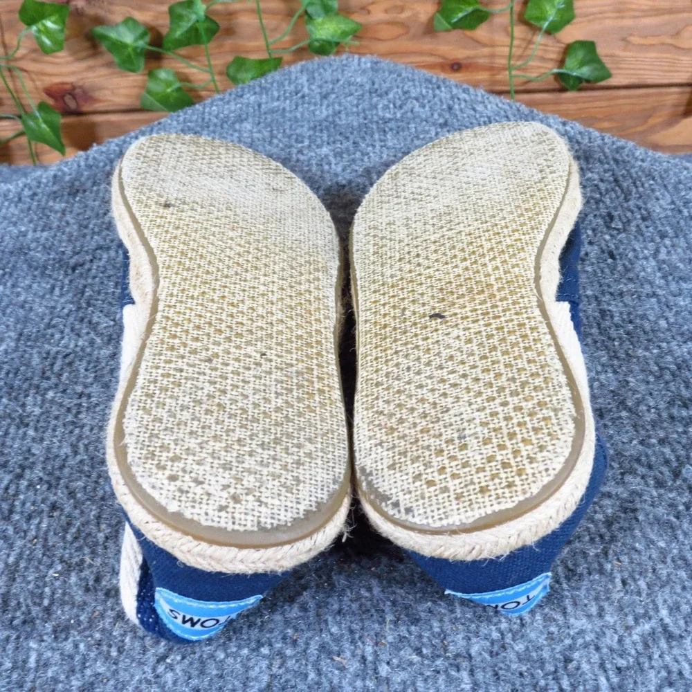 Toms University Classics‎ Women Espadrille Shoe Size 7 Casual Navy Blue Canvas